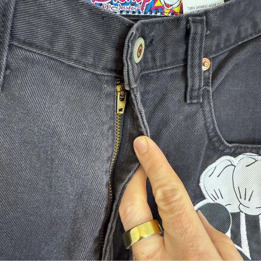 JouJou Vintage Disney Micky Black Jeans 90’s Women’s Junior Size 11 High Waist - Picture 11 of 14
